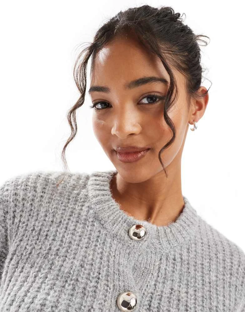 Bershka Bershka chunky cardigan in grey 3