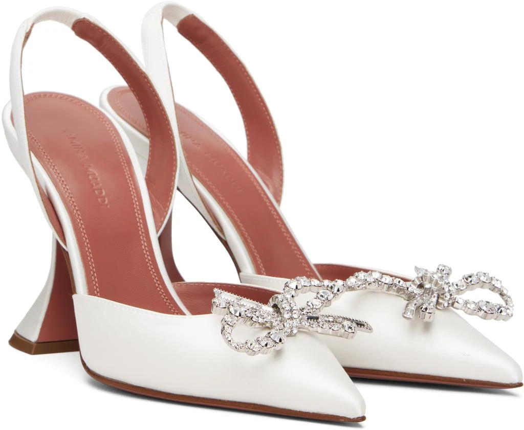 Amina Muaddi White Rosie Sling Heels 4