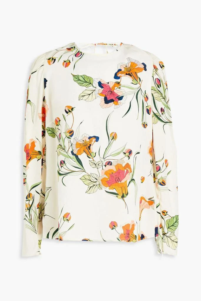 RED Valentino Cutout floral-print silk crepe de chine blouse 1