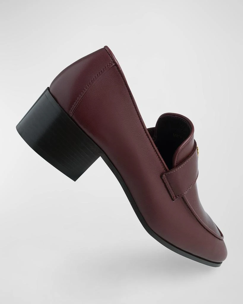 Bougeotte Leather Medallion Heeled Loafers 5