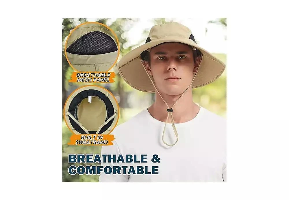 MULTIJOY Wide Brim Sun Hat, UPF 50+ UV Protection Waterproof Packable Bucket Hat for Men 
Women, Go Fishing Hiking Beach 6