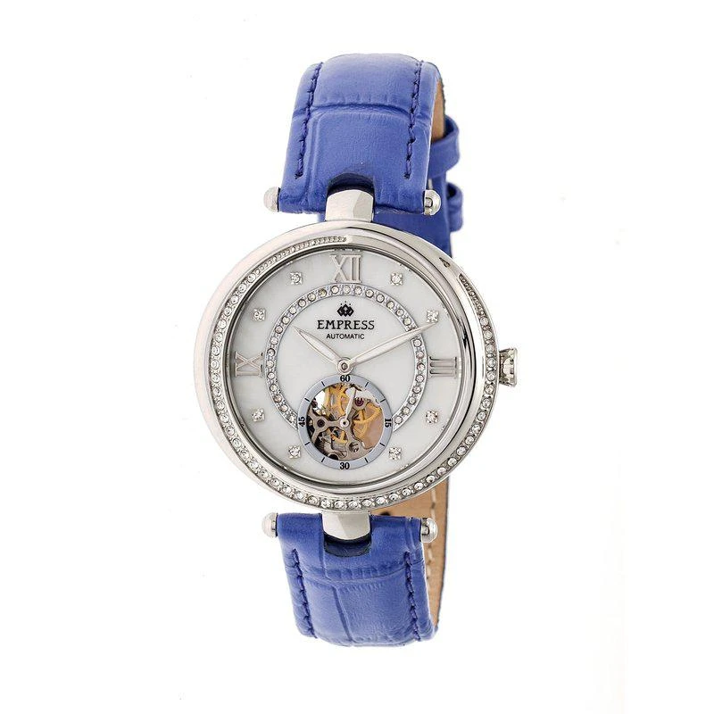 Empress Watches Empress Stella Automatic Semi-Skeleton MOP Leather-Band Watch 1