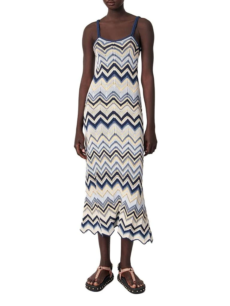 Crochet-Knit Midi Dress  On Sale Now with Up to 40% Off | Discover  Exclusive Deals & Savings at BeyondStyle  Authentic Maje  print|sleeveless|squareneck|women's|dresses|contemporary|Women's|sheath|women's  apparel|conscious materials|midi-length with ...