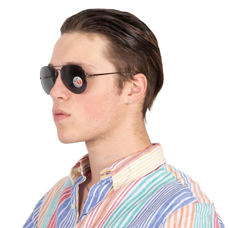 Ray-Ban Polarized Black Aviator Unisex Sunglasses RB3689 004/48 62 2