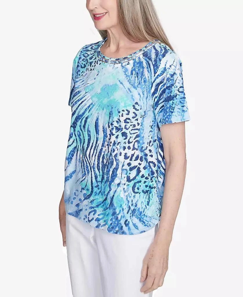 Alfred Dunner Petite  Animal Printed Top with Ruched Sides 4