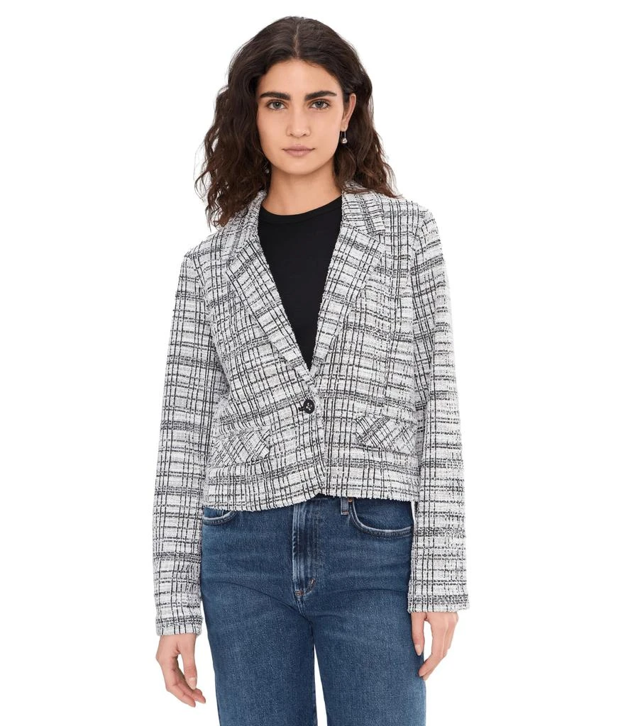 Liverpool Los Angeles Plaid Boucle Knit Cropped Blazer