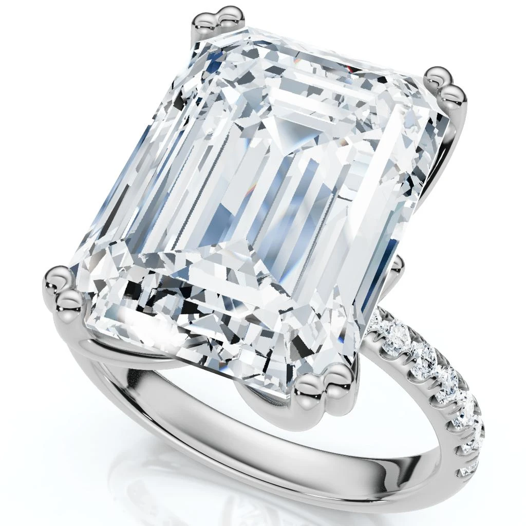 Pompeii3 Certified 10.25Ct Emerald Cut Diamond Engagement Ring 14k Gold or PT Lab Grown 2