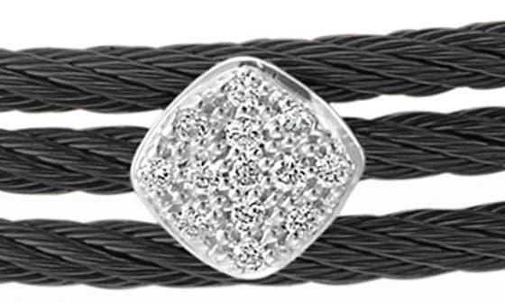 ALOR 18K Gold 
Stainless Steel Pavé Diamond Coil Cable Bracelet - 0.09ct. 2