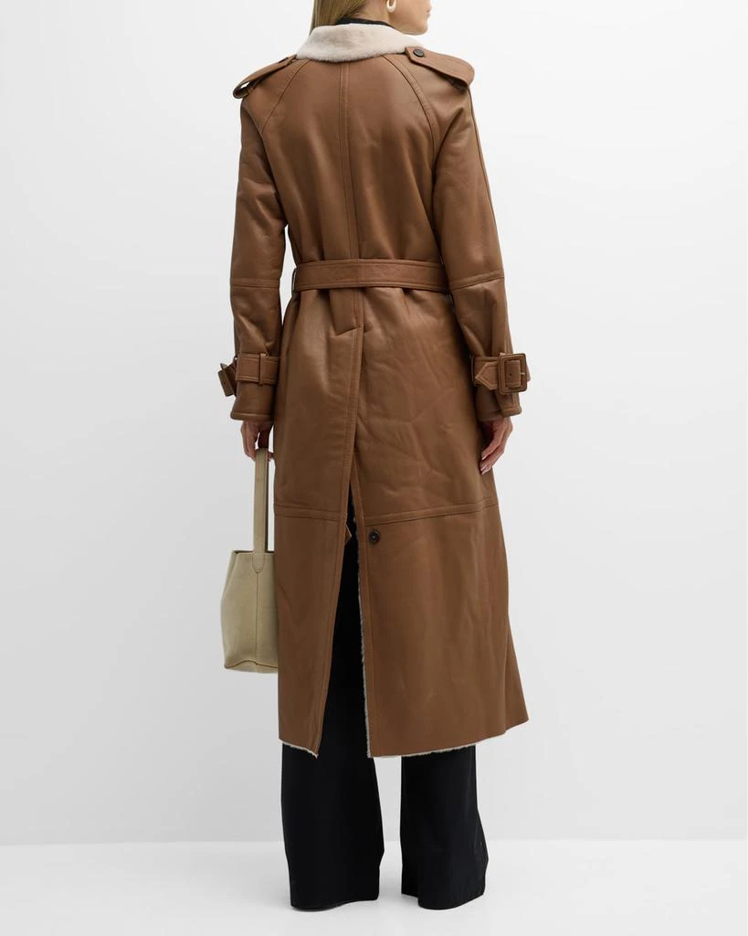 Anne Vest Stella Belted Leather Trench Coat with Shearling Lining 6