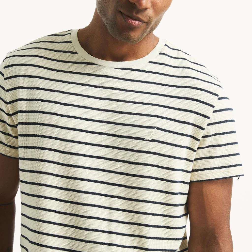 Nautica Mens Waffle Knit Striped Crewneck T-Shirt 2