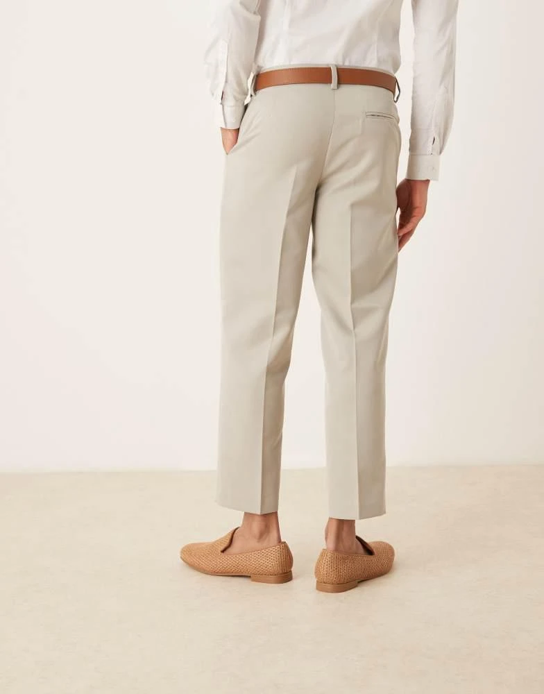 ASOS ASOS DESIGN smart straight leg cropped trousers in light grey 4