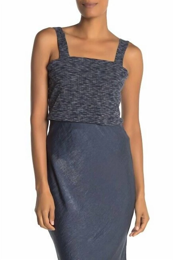 Bobeau Ribbed Marl Tank Top In Blue 1