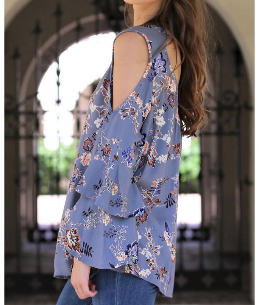 Angie Angie - Jaquard Keyhole Cold Shoulder Top