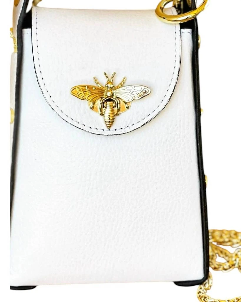 Jijou Capri Women
s Bumblebee Leather Cellphone Case Bag In White 2