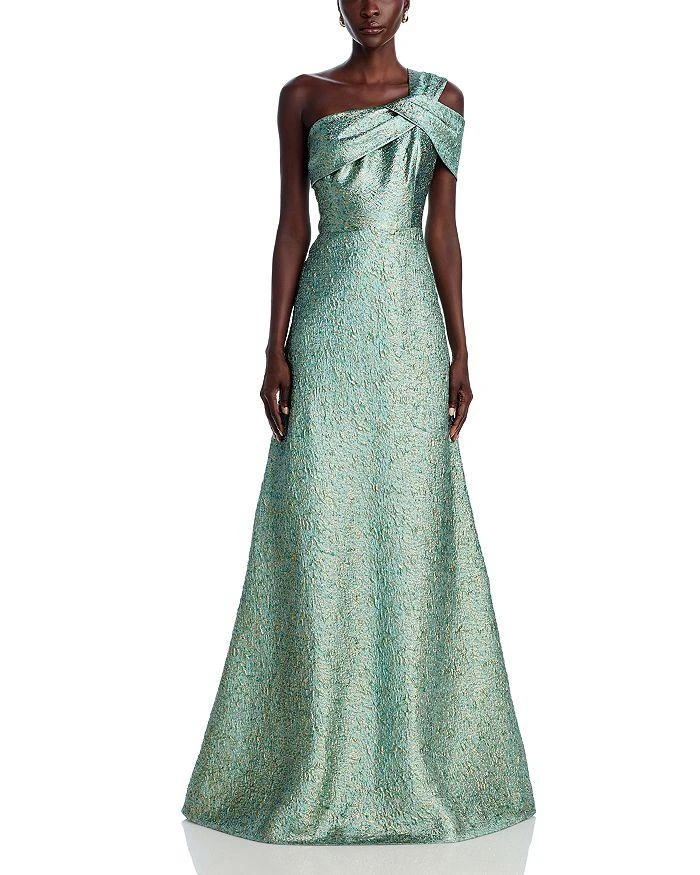 Teri Jon Metallic Jacquard Gown 7
