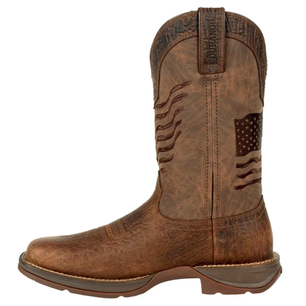 Durango Rebel Patriotic Distressed Flag Embroidery Western Square Toe Cowboy Boots 3