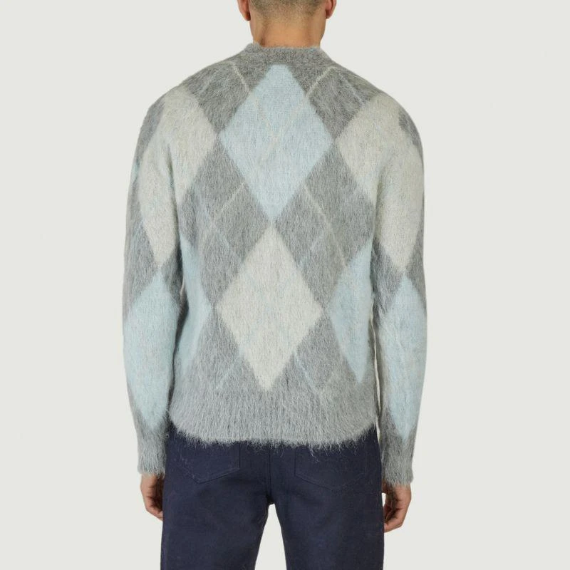 AMI Paris Argyle Pullover HEATHER GREY AQUA IVORY AMI PARIS 3