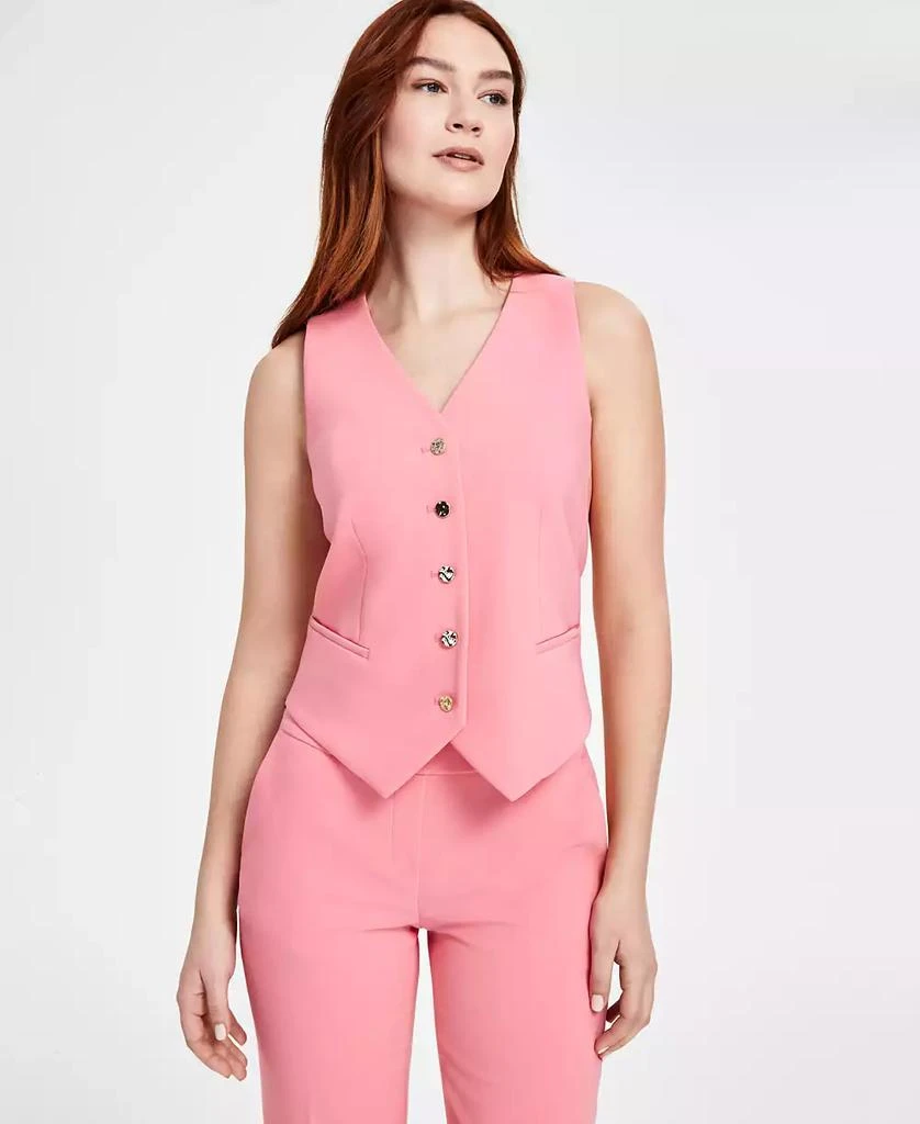 Anne Klein Women's Five-Button Sleeveless V-Neck Vest 1