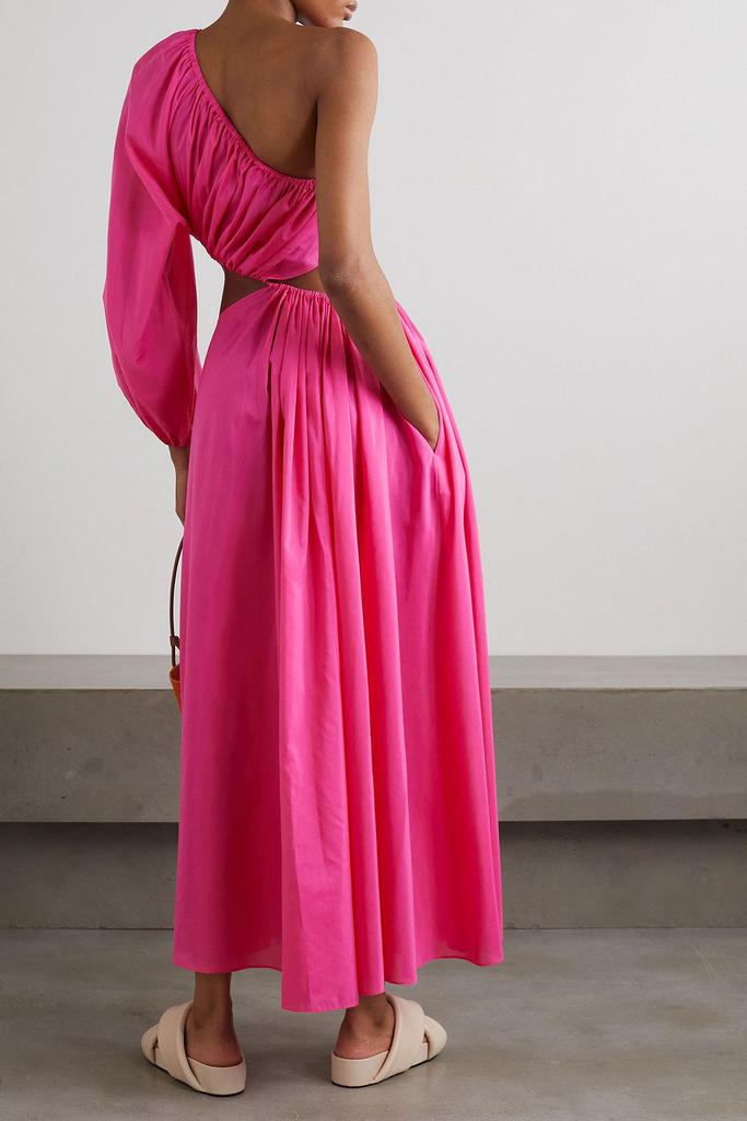 Matteau One-shoulder cutout cotton and silk-blend maxi dress