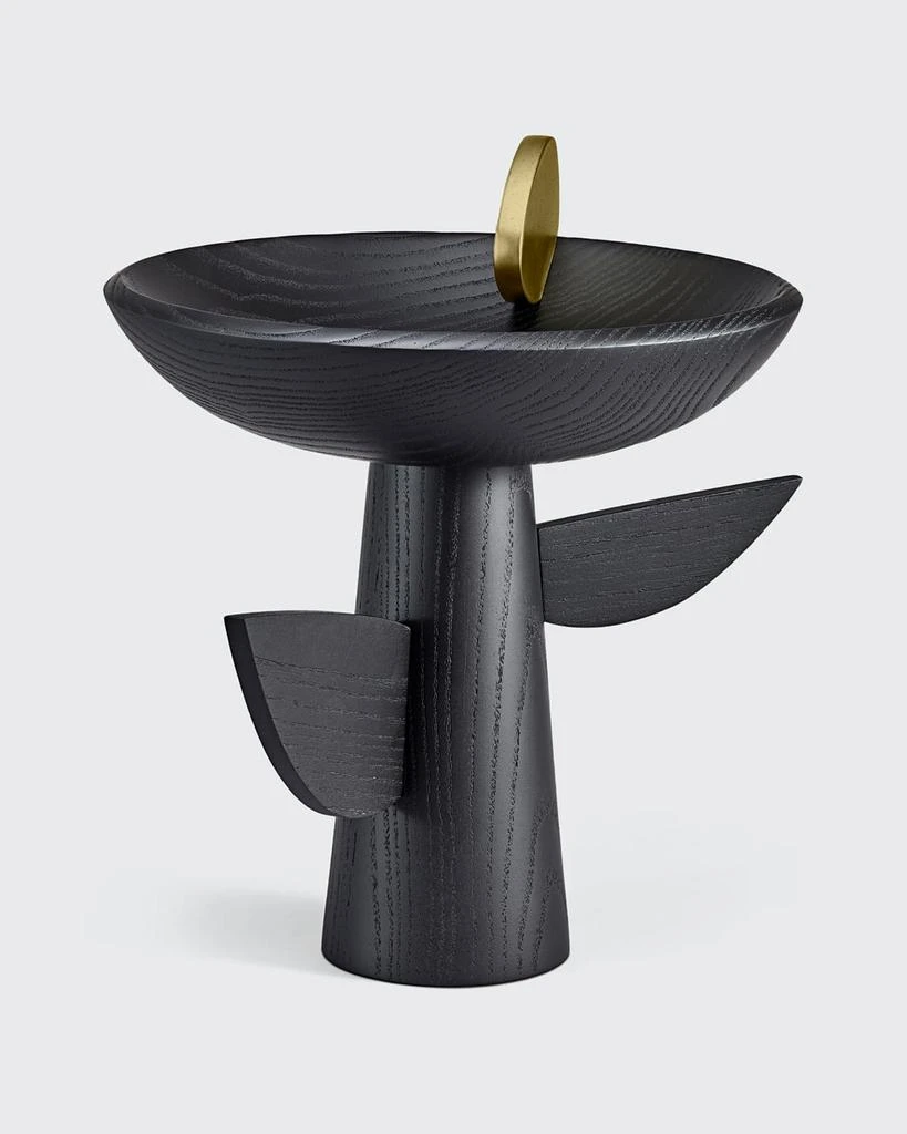L'Objet Kelly Behun Leaf Black Oak Footed Bowl with Brass 3