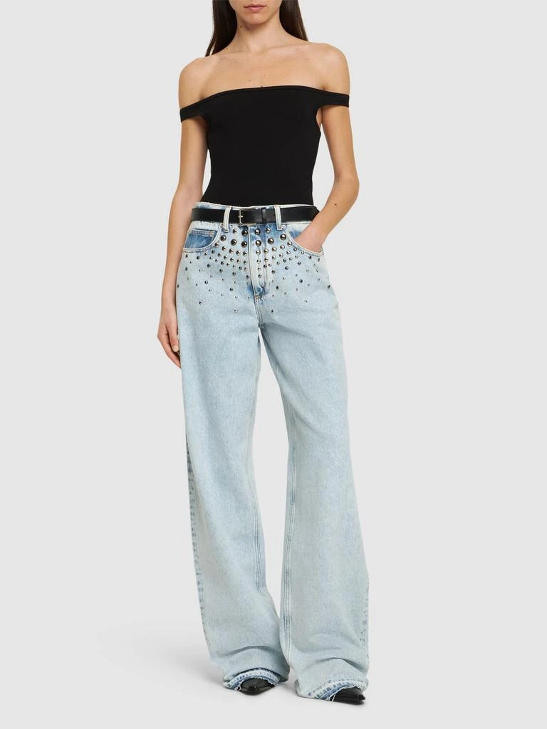 David Koma Off-the-shoulder Ribbed Jersey Bodysuit 1