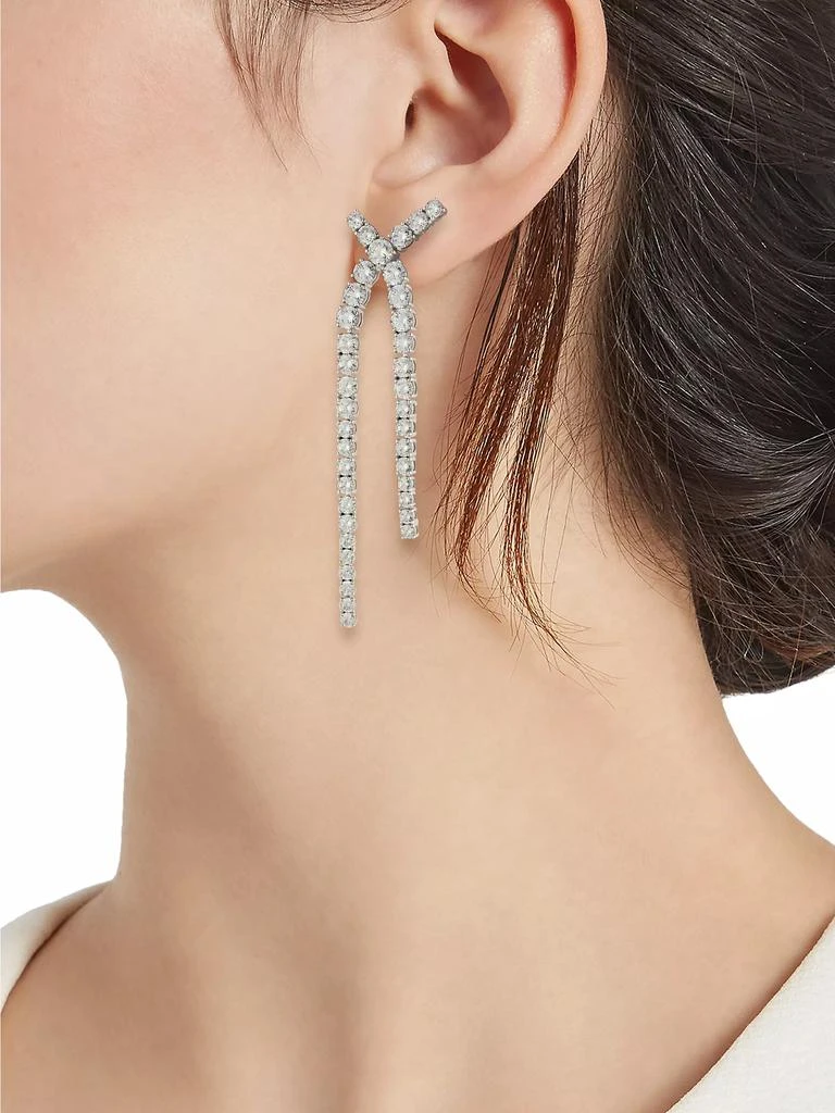 Adriana Orsini Perfect Rhodium-Plated & Cubic Zirconia Tennis Crossover Linear Earrings 2