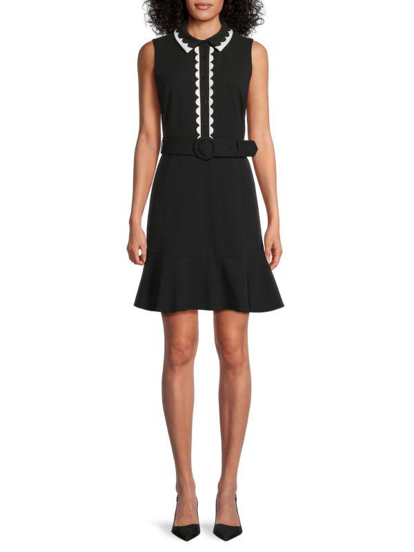 Karl Lagerfeld Paris Belted Fit & Flare Dress