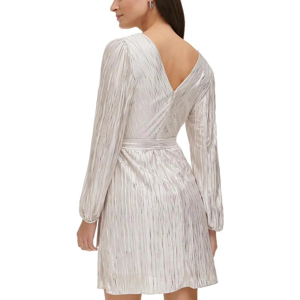 GUESS Womens Metallic Above Knee Wrap Dress 2