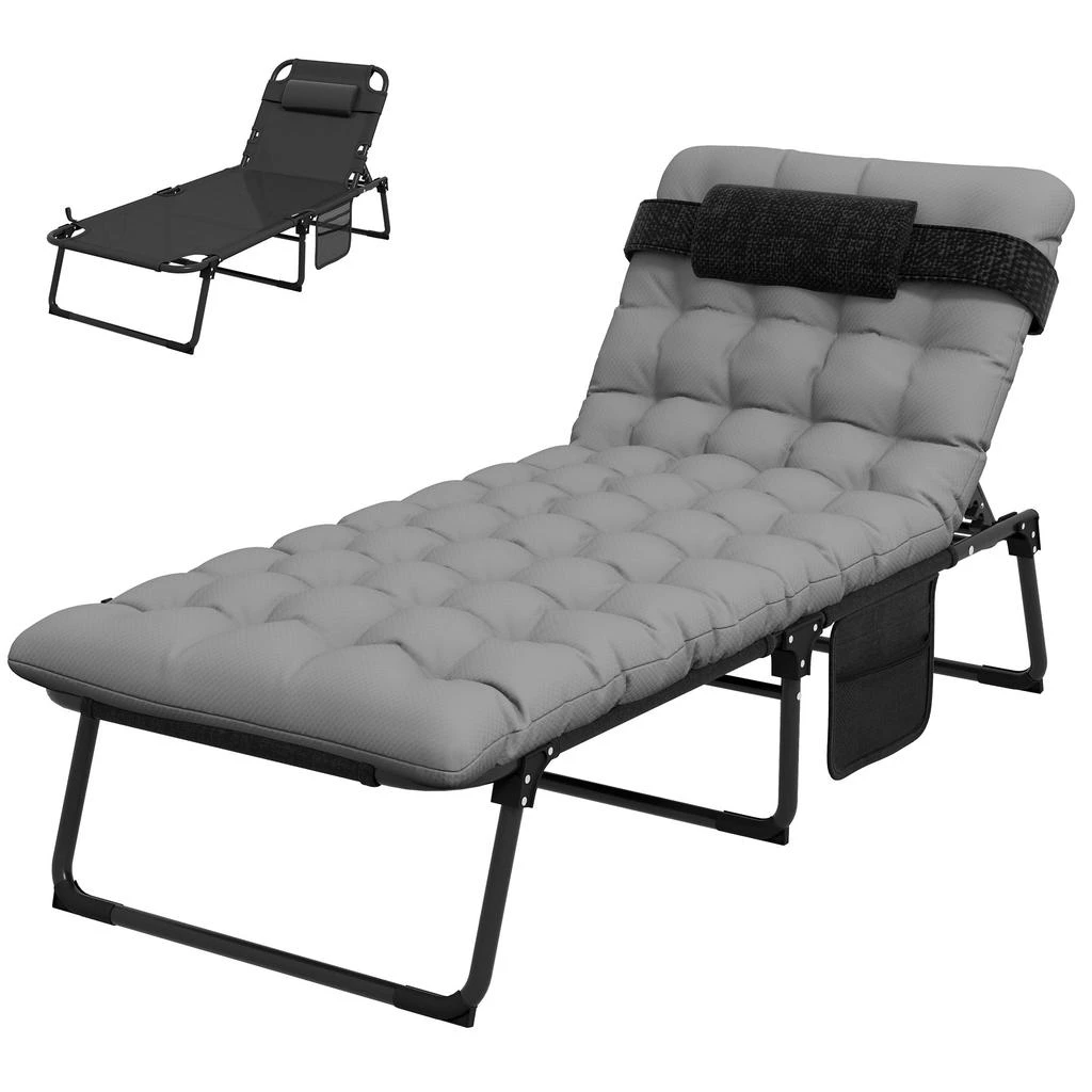 Hivvago Folding Outdoor Chaise Lounge Chair with Adjustable Back