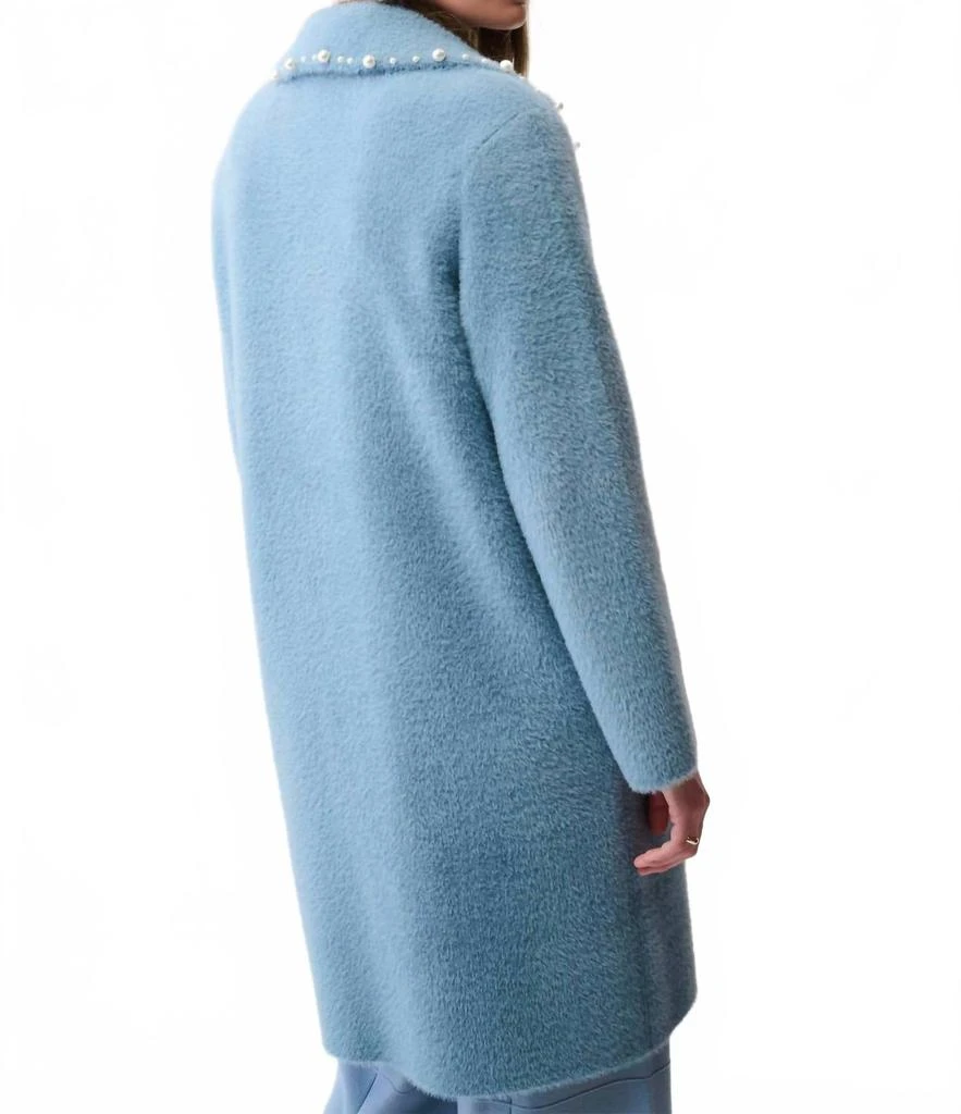 JOSEPH RIBKOFF Feather Yarn Sweater Coat With Pearl Tri In Chambray 2