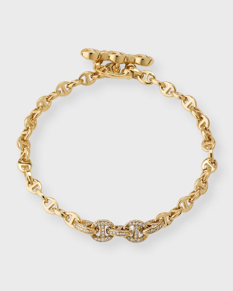 Hoorsenbuhs 18K Yellow Gold 3MM Open Link Bracelet with Diamonds