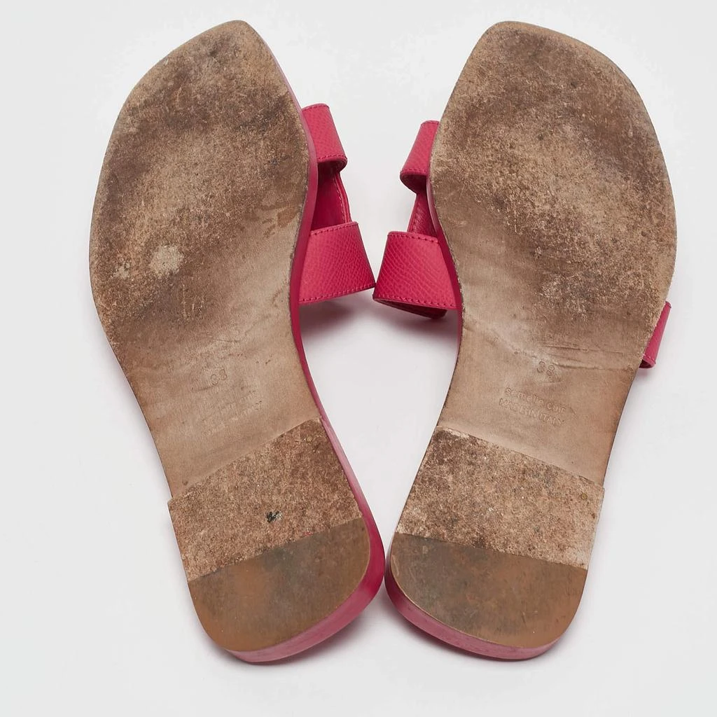 Hermes Hermès Pink Leather Oran Flat Slide Sandals Size 38 6