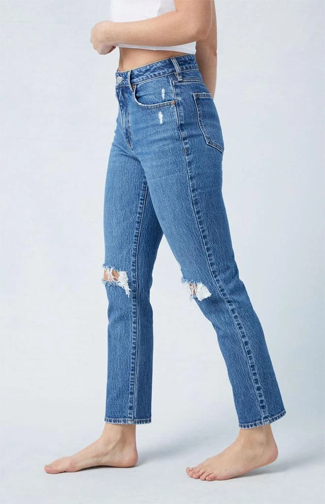 PacSun Eco Stretch Dark Indigo Ripped Mom Jeans 3