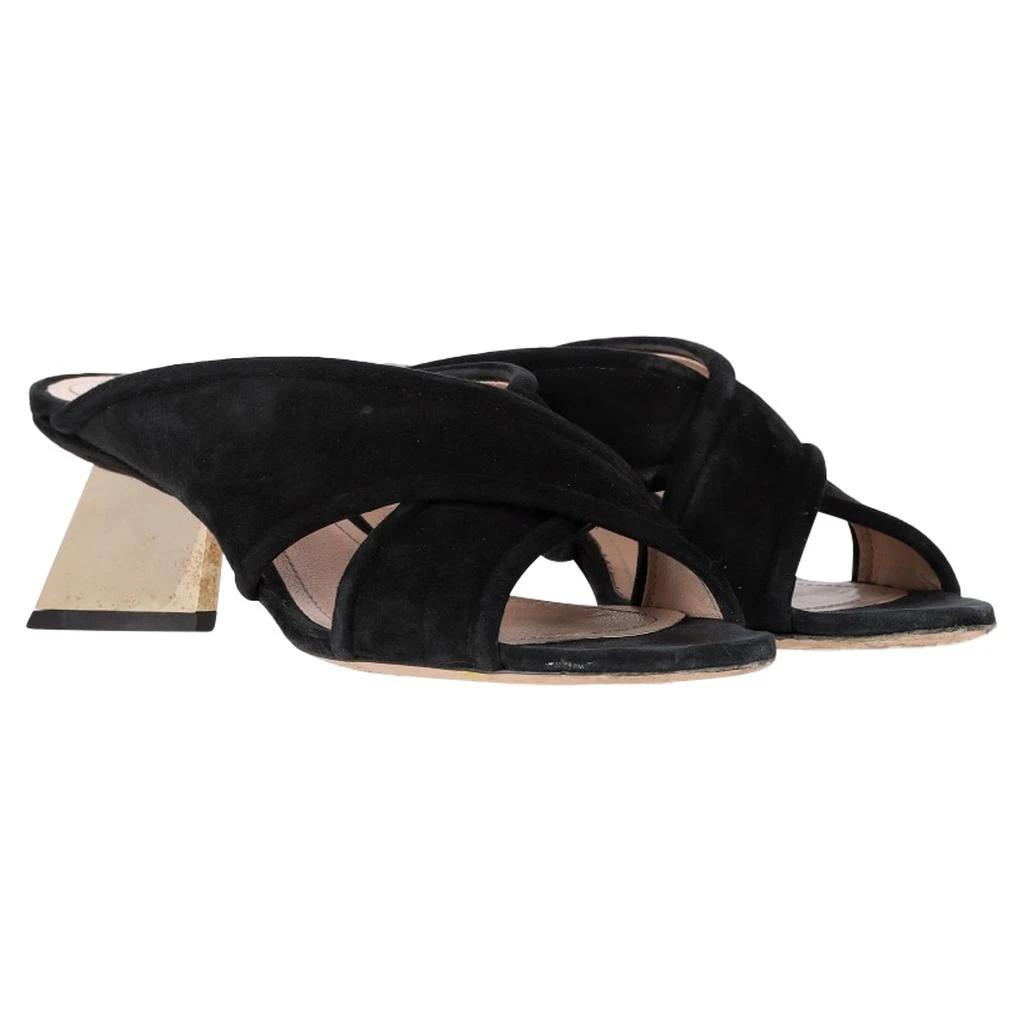 Nicholas Kirkwood Cross-Strap Mules in Black Suede 4