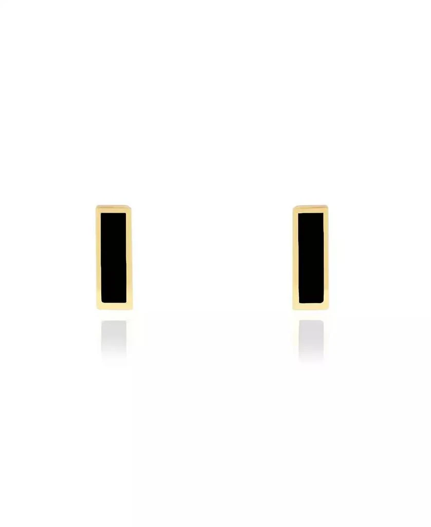The Lovery Onyx Bar Stud Earrings 14K Gold 4