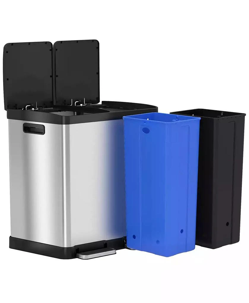 iTouchless halo 61 Liter / 16 Gallon SoftStep Stainless Steel Combo Step Pedal Kitchen Trash Can and Recycle Bin with Dual AbsorbX Odor Filters 10