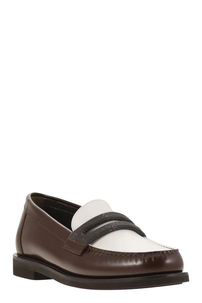 BRUNELLO CUCINELLI MINIMAL CALFSKIN PENNY LOAFER WITH PRECIOUS CLAMP 2