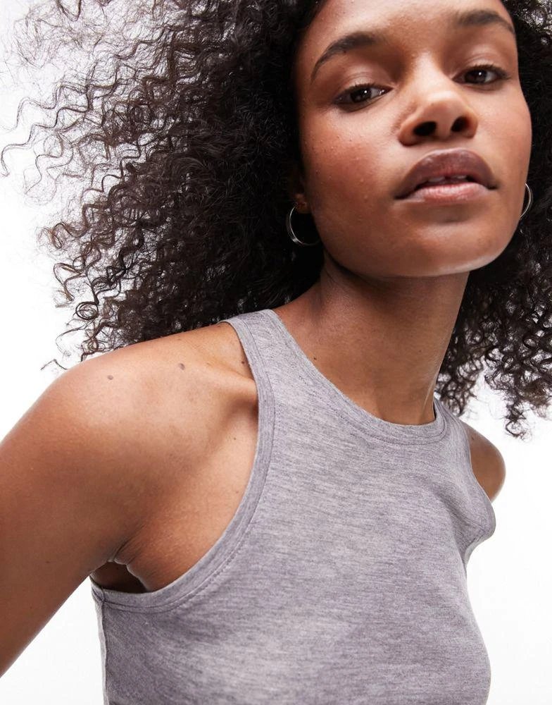Topshop Topshop premium slinky racer vest in grey marl 2