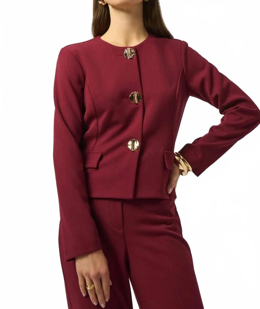 JOSEPH RIBKOFF Formal Round Neck Blazer In Merlot