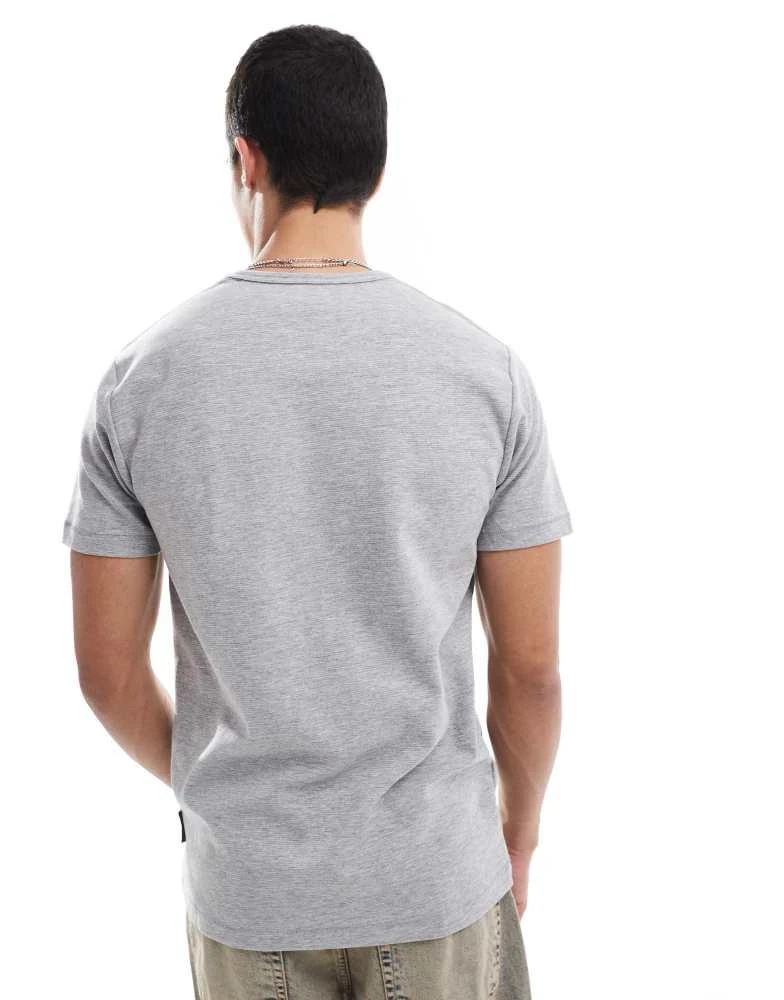 French Connection Mens French Connection micro ottoman t-shirt in light grey melange 4
