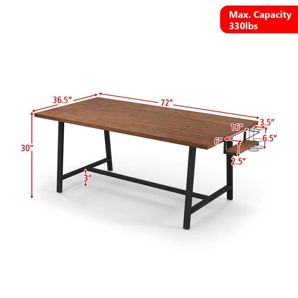 Hivvago Rectangular 72" Kitchen Dining Table for 5-7 with Integrated Wine Storage 3