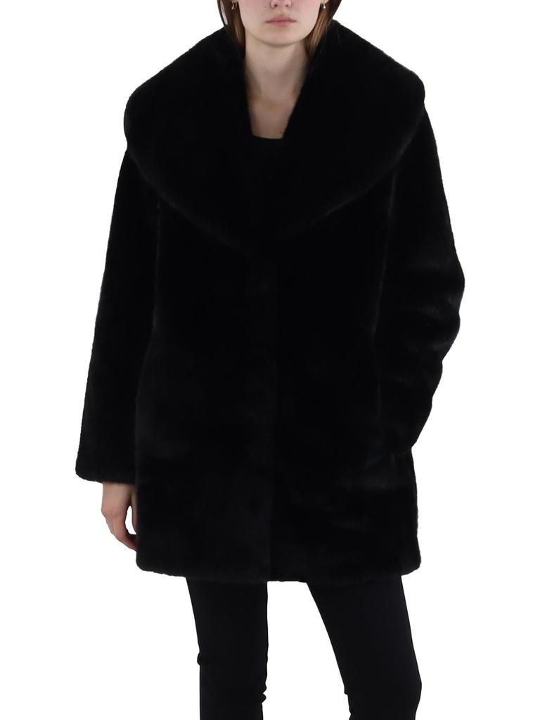 Via Spiga Womens Faux Fur Cozy Faux Fur Coat