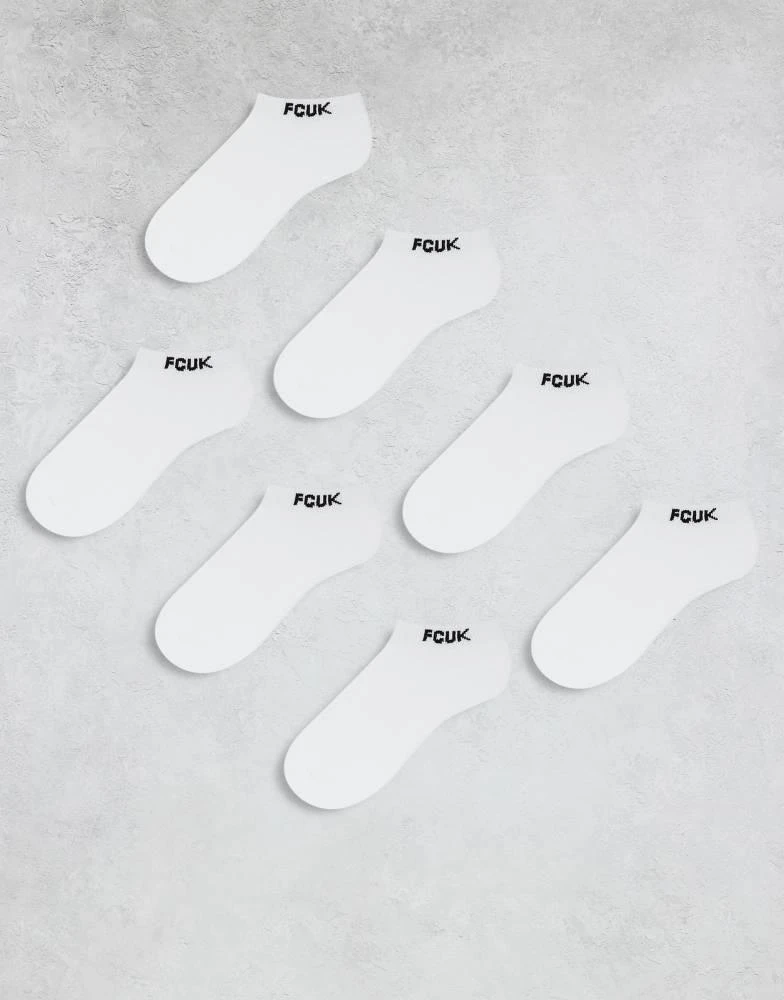 French Connection Mens French Connection FCUK 7 pack trainer socks in white 1