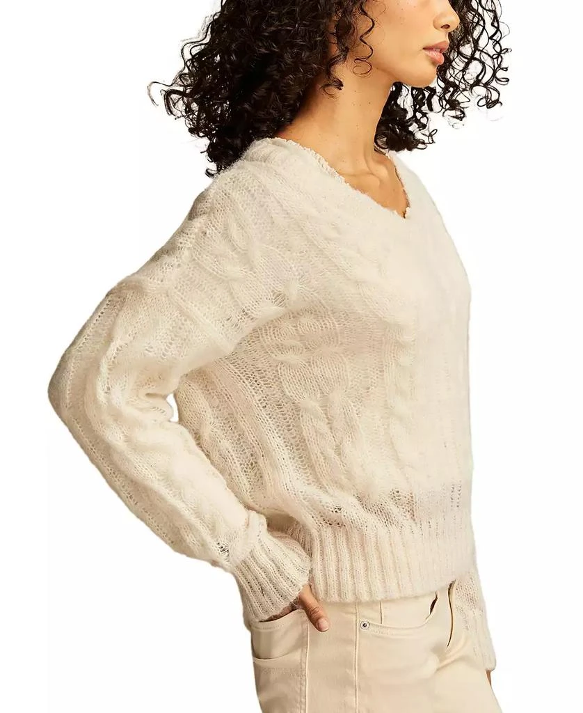 Lucky Brand Women's Cable-Knit Mohair V-Neck Sweater 3