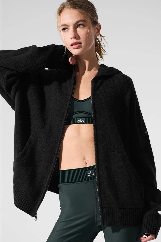 Alo New Class Cashmere Full Zip Hoodie - Black 3