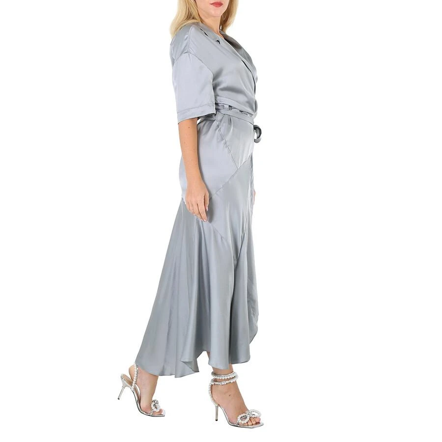 Burberry Ladies Mineral Blue Emily Tie-waist Silk-satin Shirt Dress 3