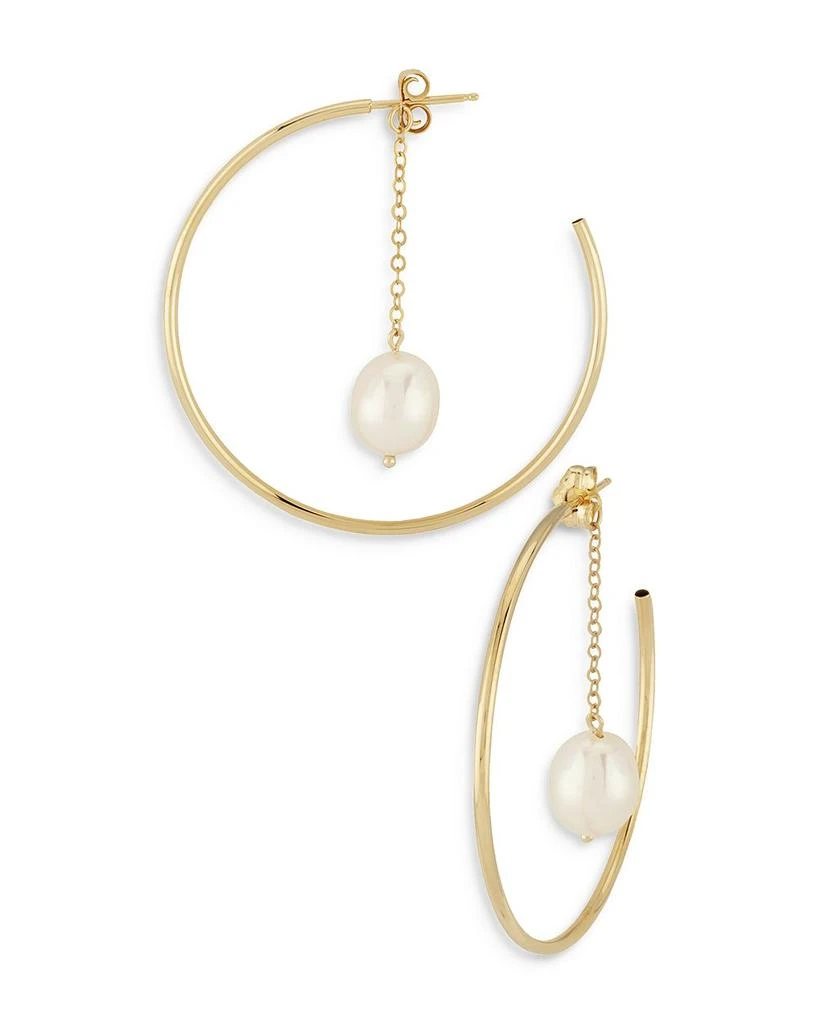 Moon & Meadow 14K Yellow Gold Hoop Earrings with Cultured Freshwater Pearl - Exclusive 1