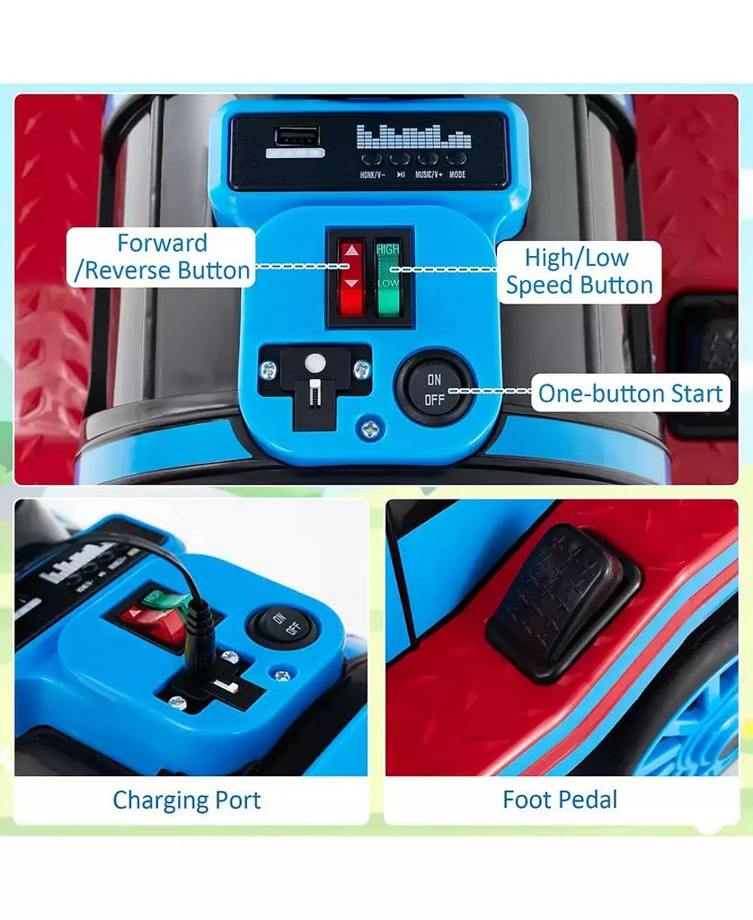 HONGGE 12V Two-Seater Ride-On Train Toy with Whistle Sound and Detachable Seat - Blue 4