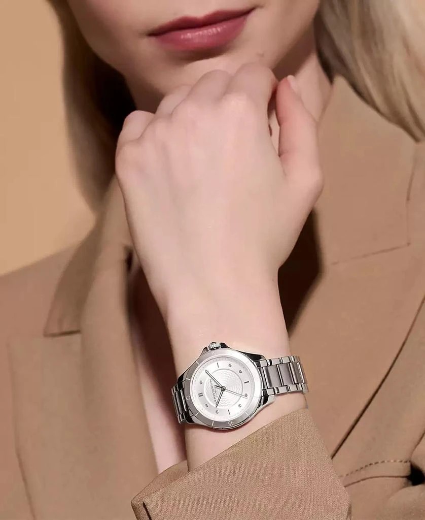 Olivia Burton Women
s Sports Luxe Guilloche Silver-Tone Stainless Steel Watch 36mm 4