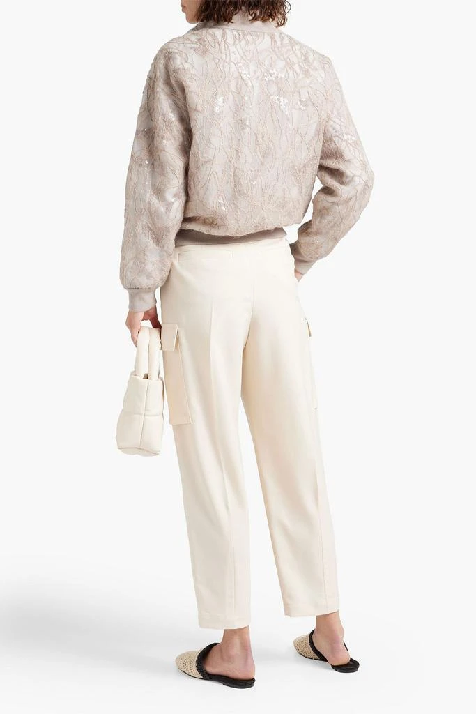 Brunello Cucinelli Cropped pleated wool-twill tapered pants 3
